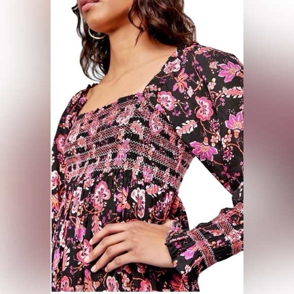 Free People Sweet Escape Floral Long Sleeve Boho Smocked Bodice Maxi Dre… - Picture 6 of 16